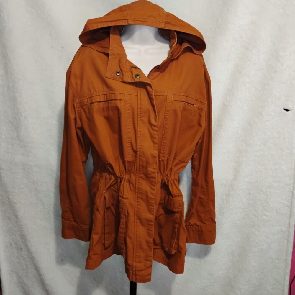 Universal Thread Rust Burnt Orange Hooded Utility Jacket Canvas Large Anorak